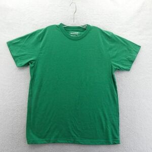 Homefield Shirt Mens Large Solid Green Short Sleeve Cotton Blend Crew Neck